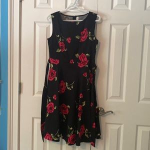 50s style black and rose dress